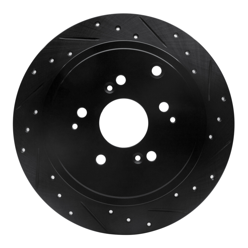 Acura MDX Brake Rotor (1) - Rear Right - R1 Concepts - Drilled & Slotted - Black - `01-`08